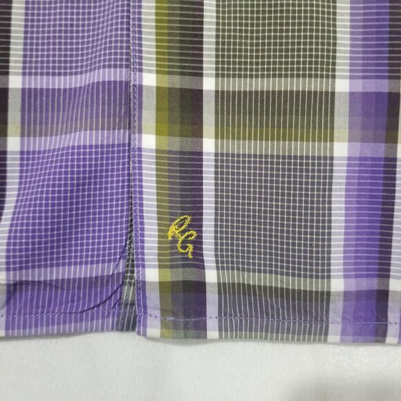 Robert Graham Shirt Mens 2XL XXL Button Down Purple Gray Short Sleeve Casual - Picture 6 of 12